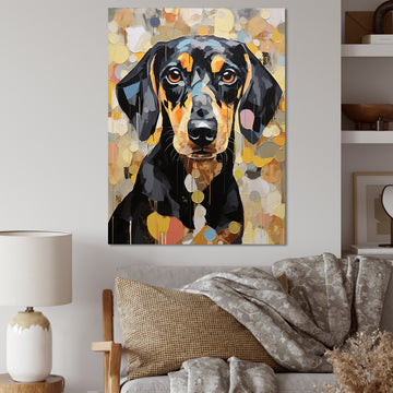 Funny Daschund Portrait - Dog Large Canvas Wall Art